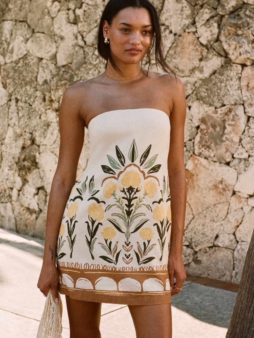 Abercrombie The A&F Scarlett Strapless Linen-Blend Skort
